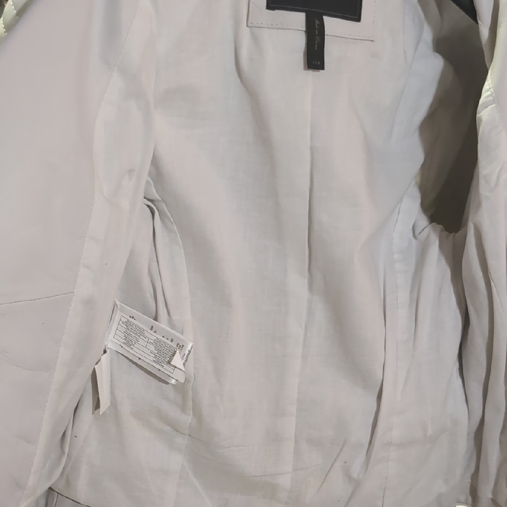 BCBGMAXAZRIA White Biker-Style Leather Jacket - Picture 16 of 16